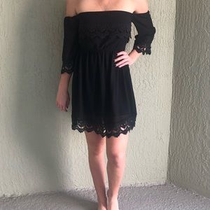 Black off the shoulder boutique dress